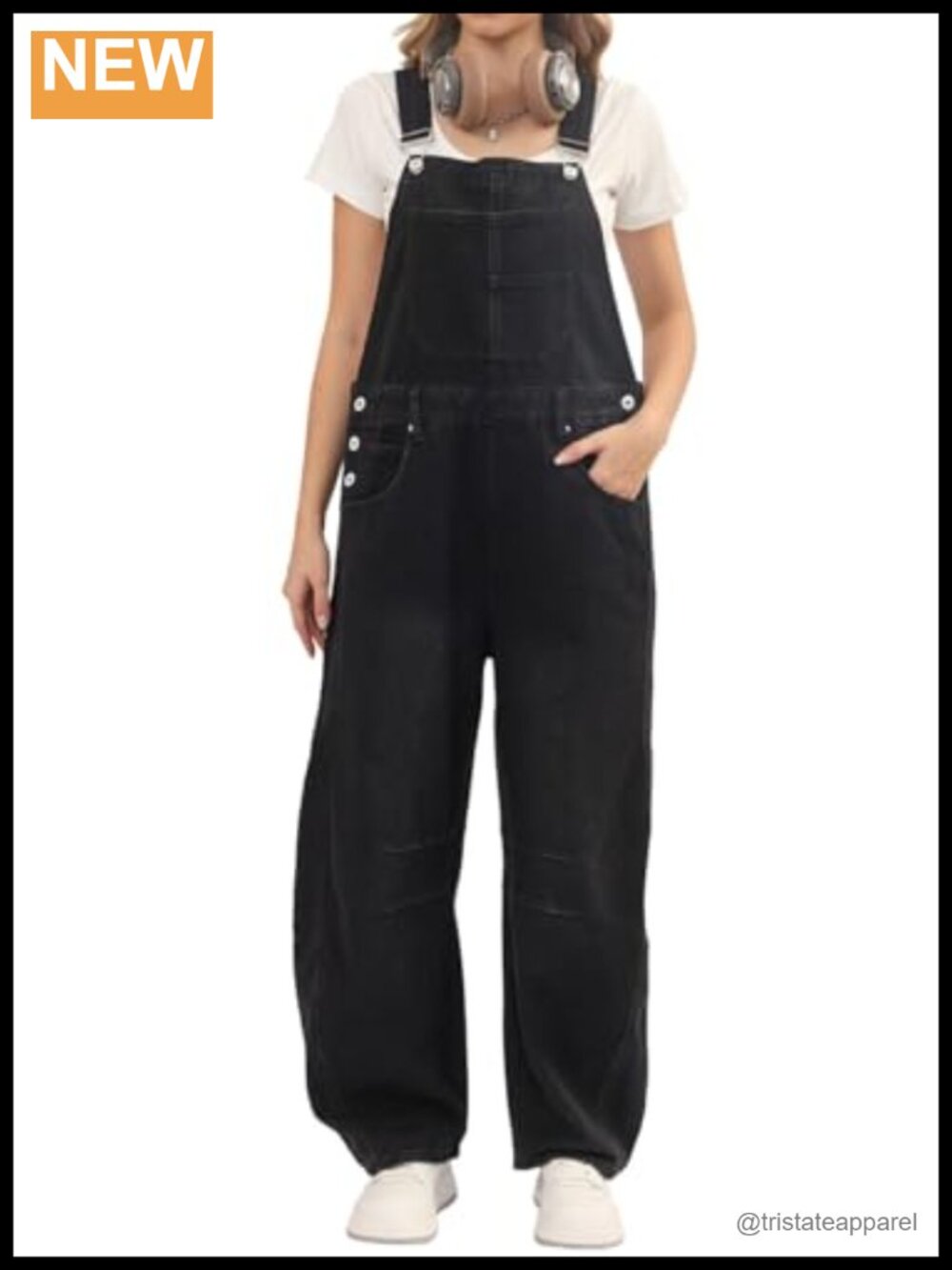 Women's Denim Bib Overalls Barrel Leg Adjustable Strap Baggy Jean Jumpsuit